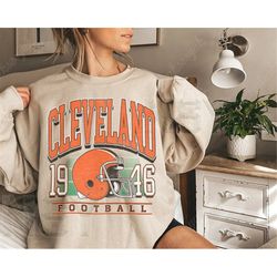 Vintage Style Cleveland Football Sweatshirt, Cleveland Football Sweatshirt, Retro Cleveland Hoodie,  Football Crewneck C