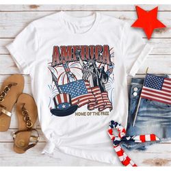 Retro America Shirt, Retro 4th of July Shirt, America Patriotic Shirt, Independence Shirt, Red White and Blue, Women's 4