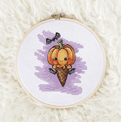 Pumpkin Cross stitch pattern PDF, Cute embroidery Decor, Easy cross stitch pattern, Halloween Gift embroidery