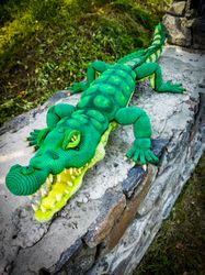 Large Crocodile Toy amigurumi handmade. Realistic king alligator toy crocheted. Crochet Stuffed Animal: Florida Gator.