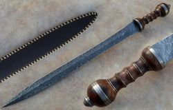 Custom Handmade Damascus steel 30'' Gladious Sword With Sheath Gift For Him
