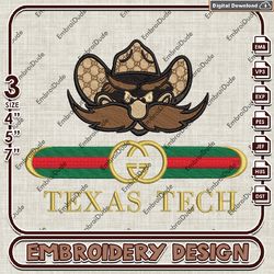 NCAA Texas Tech Red Raiders Gucci Embroidery Design, NCAA Teams Embroidery Files, NCAA Texas Tech Machine Embroidery