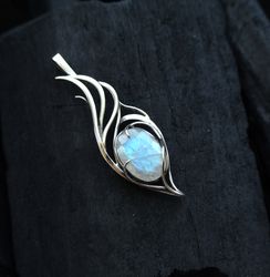 Moonstone pendant, nickel silver pendant