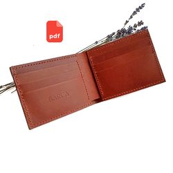 Leather bifold wallet pattern PDF with 4 mm pitch. PDF pattern leather mens wallet.