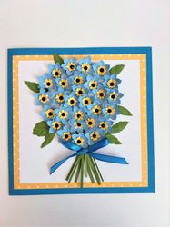 Handmade Greeting Card with Forget-me-nots Flowers: Memories to Cherish Forever