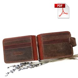 Pattern of a leather wallet with a money clip in PDF format with a step of 4 mm.