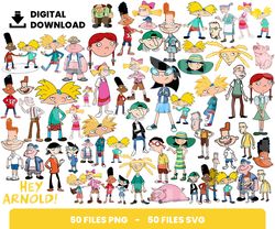 Bundle Layered Svg, Hey Arnold! Svg, Children Svg, Love Svg, Digital Download, Clipart, PNG, SVG, Cricut, Cut File