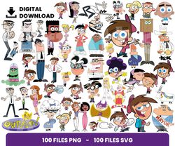 Bundle Layered Svg, The Fairly OddParents Svg, Children Svg, Love, Digital Download, Clipart, PNG, SVG, Cricut, Cut File