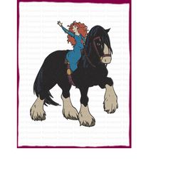 Merida With Angus Brave Filled Embroidery Design 2 - Instant Download