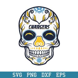 Skull Los Angeles Chargers Svg, Los Angeles Chargers Svg, NFL Svg, Png Dxf Eps Digital File