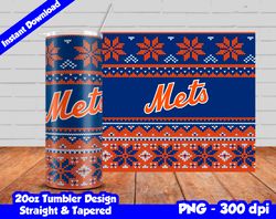 Mets Tumbler Design PNG, 20oz Skinny Tumbler Sublimation Template, Mets Tumbler Straight and Tapered Design,