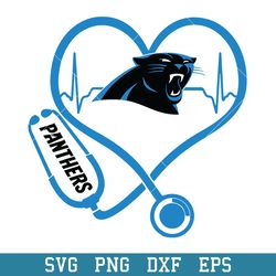 Stethoscope Heart Carolina Panthers Svg, Carolina Panthers Svg, NFL Svg, Png Dxf Eps Digital File