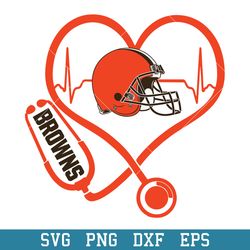 Stethoscope Heart Cleveland Browns Svg, Cleveland Browns Svg, NFL Svg, Png Dxf Eps Digital File