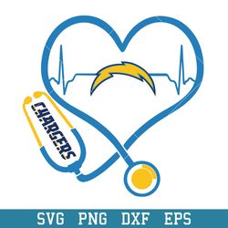 Stethoscope Heart Los Angeles Chargers Svg, Los Angeles Chargers Svg, NFL Svg, Png Dxf Eps Digital File