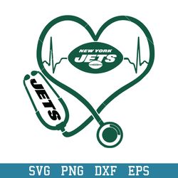 Stethoscope Heart New York Jets Svg, New York Jets Svg, NFL Svg, Png Dxf Eps Digital File