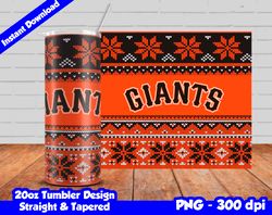 Giants Tumbler Design PNG, 20oz Skinny Tumbler Sublimation Template, Giants Tumbler Straight and Tapered Design,