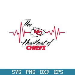 The Heartbeat Of Kansas City Chiefs Svg, Kansas City Chiefs  Svg, NFL Svg, Png Dxf eps Figital File