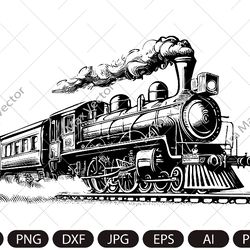 Steam locomotive vintage / Steam locomotive retro SVG/ Vintage transport/ Old train/ Train retro SVG PNG/ Retro train sv