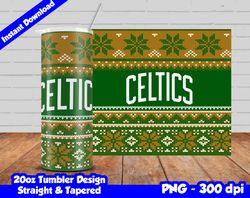 Celtics Tumbler Design PNG, 20oz Skinny Tumbler Sublimation Template, Basketball Celtics, Straight and Tapered Design,
