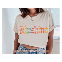 Hello Sunshine Svg, Retro Summer Svg Shirt Design Sunshine Svg Cut File for Cricut Choose Joy Svg Positive Life Svg Quot