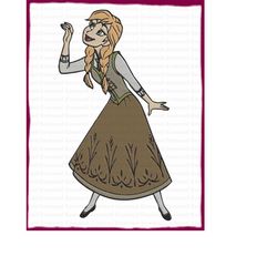Anna Frozen Filled Embroidery Design 10 - Instant Download