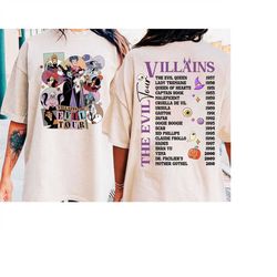 Vintage Disney Villains Evil Tour Two-sided Shirt, Retro Disney Villains Characters Concert Music Shirt, Disney Evil Fri