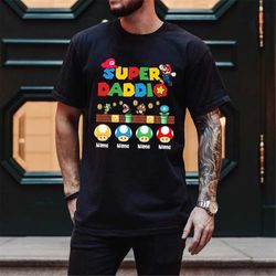 Super Daddio | Father's Day tee, Mario T-shirt, Super Dad apparel, Graphic Tee, Video Game Apparel