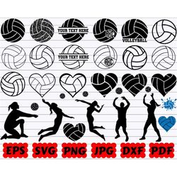 volleyball silhouette | sport silhouette | volleyball ball svg | volleyball player svg | volleyball heart svg | volleyba