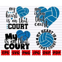 my heart is on that court svg | volleyball heart svg | volleyball quote svg | volleyball design svg | volleyball saying|