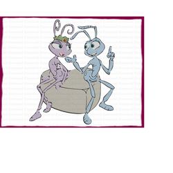 Flik With Princess Atta A Bugs Life Filled Embroidery Design 1 - Instant Download