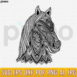 Horse Svg, Horse Mandala Svg, Horse Clipart, Horse Face Svg, Horse Cricut, Horse Vector, Horse Cut file Horse Shirt, Hor