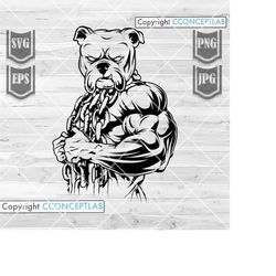 Bulldog Body Builder svg | Weight Lifter Clipart | Fitness Physique Cut File | Coach Instructor Shirt png | Gym Monogram