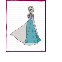 Elsa Frozen Filled Embroidery Design 9 - Instant Download