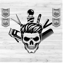 Barber Skull Svg File || Barber Shirt || barber Skull illustration || Barber Svg || Barber Sharp || Cut Files