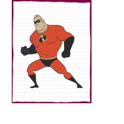 Bob Parr Incredibles Filled Embroidery Design 4 - Instant Download