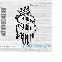 Dollar King svg | Dripping USD Crown Clipart | Rich Kids Stencil | Cool Guy Shirt png | Money Sign Cutfile | Hipster jpg