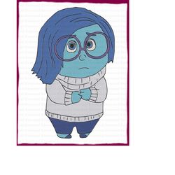 Sadness Inside Out Filled Embroidery Design 4 - Instant Download