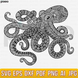 Octopus Svg, Octopus Mandala Svg, Octopus Clipart, Mandala Svg, Octopus Cricut, Octopus Vector, Octopus Cut file Octopus