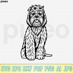 Labradoodle With Flowers Svg, Labradoodle Svg, Labradoodle Clipart, Labradoodle Cricut, Labradoodle Cutfile, Labradoodle