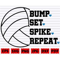 bumb set spike repeat svg | bumb svg | set svg | spike svg | repeat svg | volleyball cut file | volleyball quote svg | v