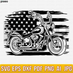 Motorcycle With Flag Svg, Motorcycle Svg, Motorcycle Clipart, Motorcycle Cricut, Motorcycle Cutfile,American Biker Vecto