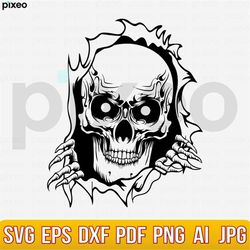 Skull In The Wall SVG, Scary Skull SVG, Skull SVG, Skull Clipart, Skull Vector, Skull Cricut, Skull Cut Files, Skull Flo