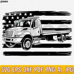 US Tow Truck With Flag Svg, Tow Truck Svg, Truck Svg, Big Truck Clipart, Truck Svg, Truck Cricut, Truck Cutfile, Truck D