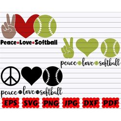 Peace Love Softball SVG | Peace Love SVG | Love Softball SVG | Peace Softball Svg | Peace Svg | Love Svg | Softball Cut