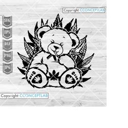teddy bear smoking weed svg | high bear clipart | rasta animal cut file | joint blunt dxf | marijuana leaf stencil | can