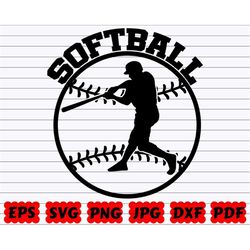 softball player svg | softball design svg | softball cut file | softball clipart | softball silhouette | softball shirt