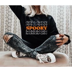 Spooky season halloween shirt,spooky mama halloween mom shirt, scary trick or treat costume shirt, womens cute pumpkin h