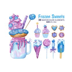 Watercolor Frozen Sweets Clipart