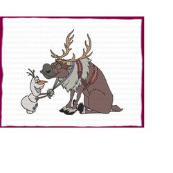 Sven And Olaf Frozen Filled Embroidery Design 2 - Instant Download
