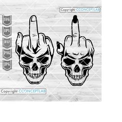 Middle Finger Rock Hand Sign svg | Male Fingers Stencil | Femal Fvck You Clipart | Rock Hand Sign Cut File | Skull Palm